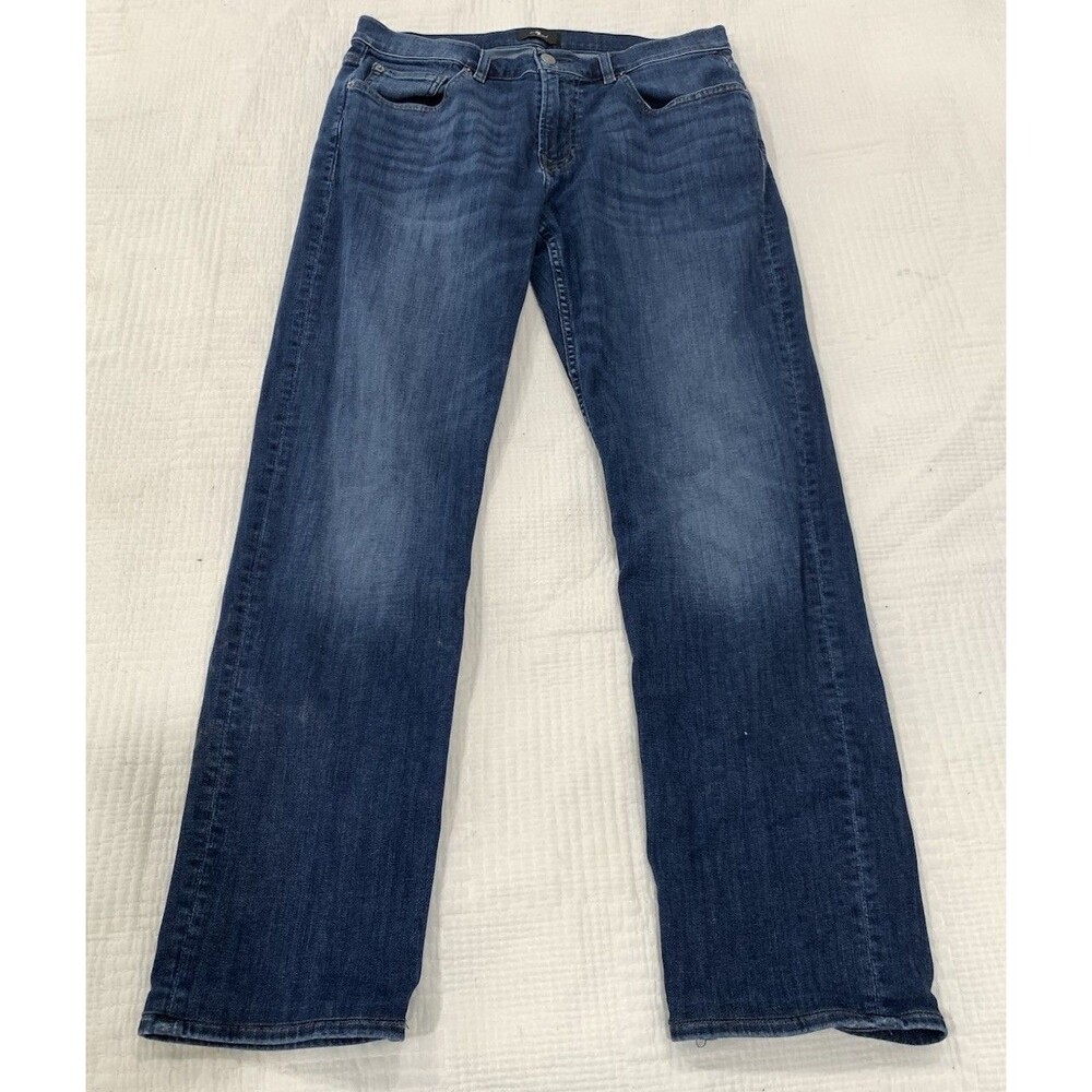 7 FOR ALL MANKIND Jeans Womens Size 32 Blue Denim Relaxed Straight Distressed